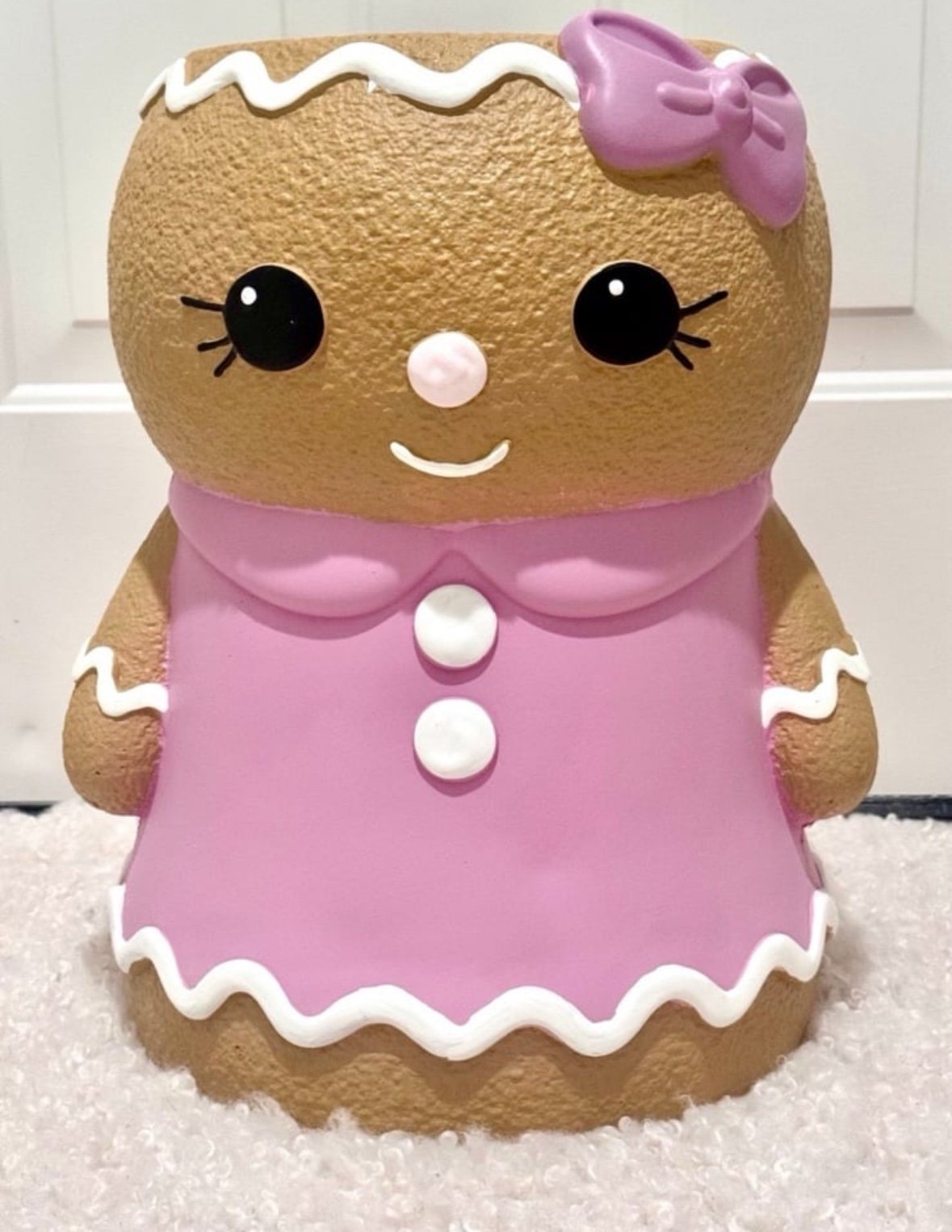 NEW Pink Gingerbread Girl Christmas Decor Stool Side Table