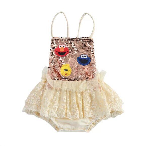 12-18 Elmo Dress romper Sesame Street Outfit Clothes Cookie Monster Birthday