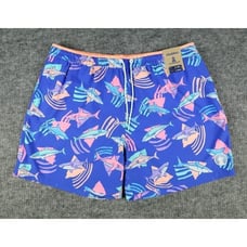 Chubbies Shorts Mens 2XL Blue Pink Classsic Swim Trunk Daddy Shark 5.5'' Adult
