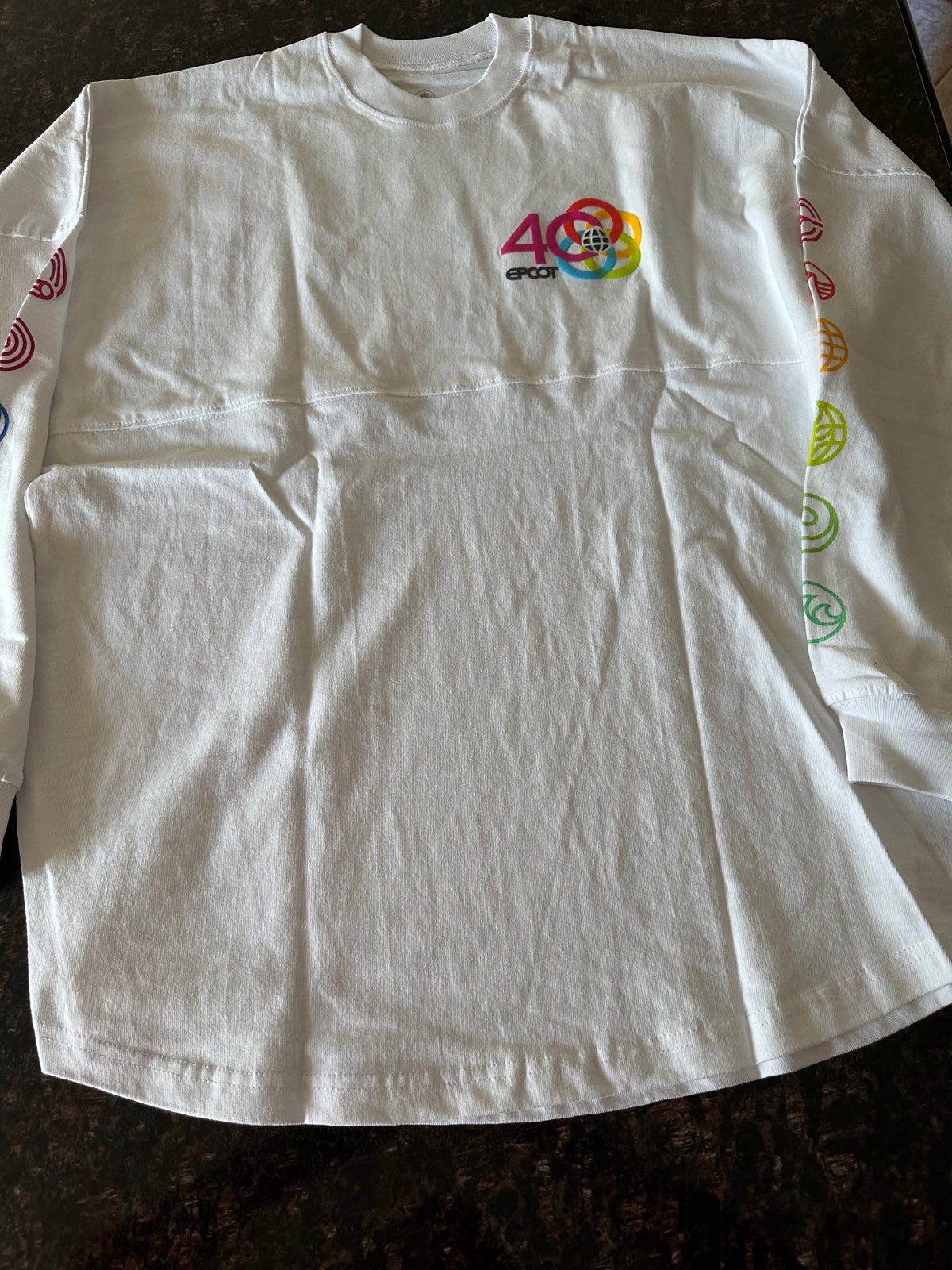 Disney Parks 2022 Epcot 40th Anniversary Retro Rainbow Spirit Jersey Size Small