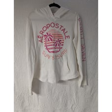 Aeropostale Aero Women's White Hoodie Sun 87 Surf Pink Logo Large XL