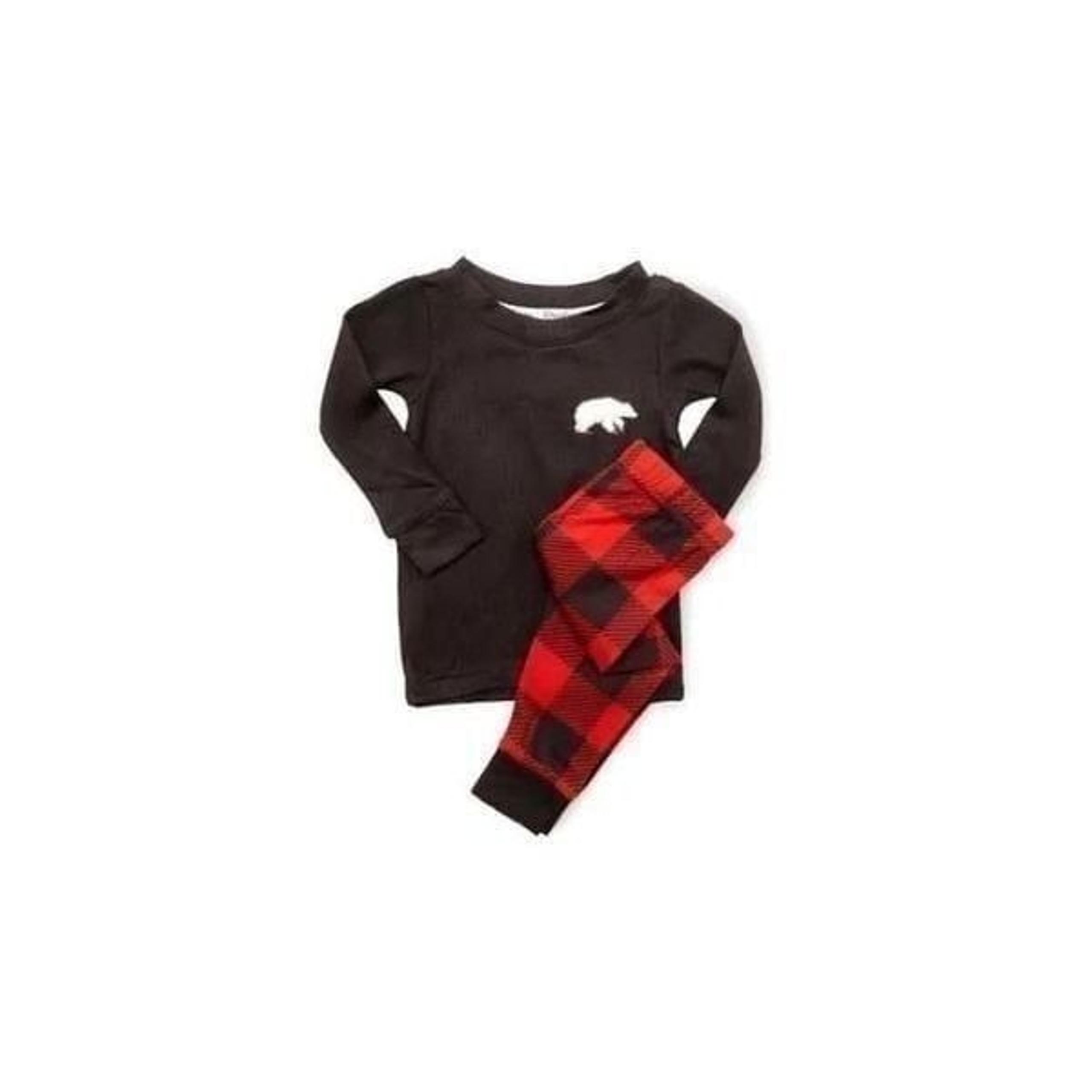 Dearfoams Toddler Size Black & Red Buffalo Check 2-Piece Pajama Set 4T