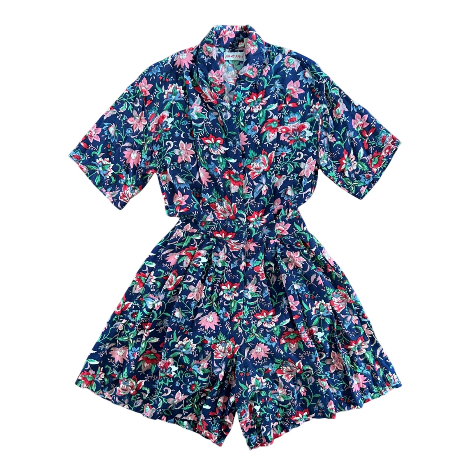Vintage Adams Apple Floral Short Sleeve Romper Women's Size Small