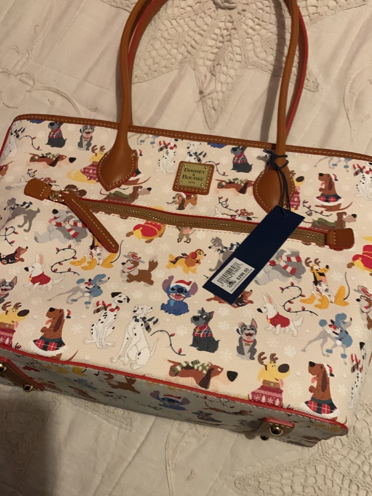 Disney Dooney and Bourke purse Christmas santas tails leather tote bag