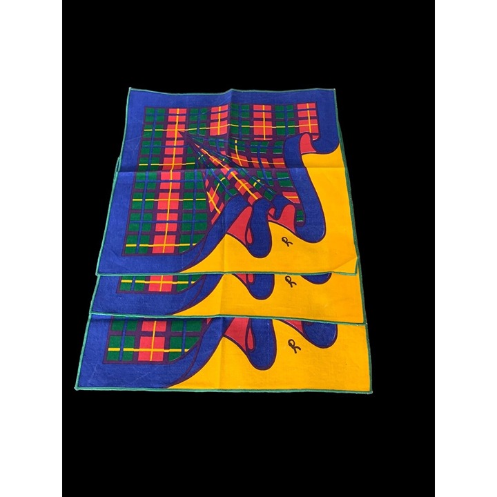 1972 NOS Set 3 RARE DESIGNER ROBERTA DI CAMERINO Abstract Plaid Pacemats