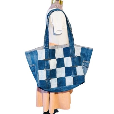 Big tote bag jeans Handmade by SHIZUJP
