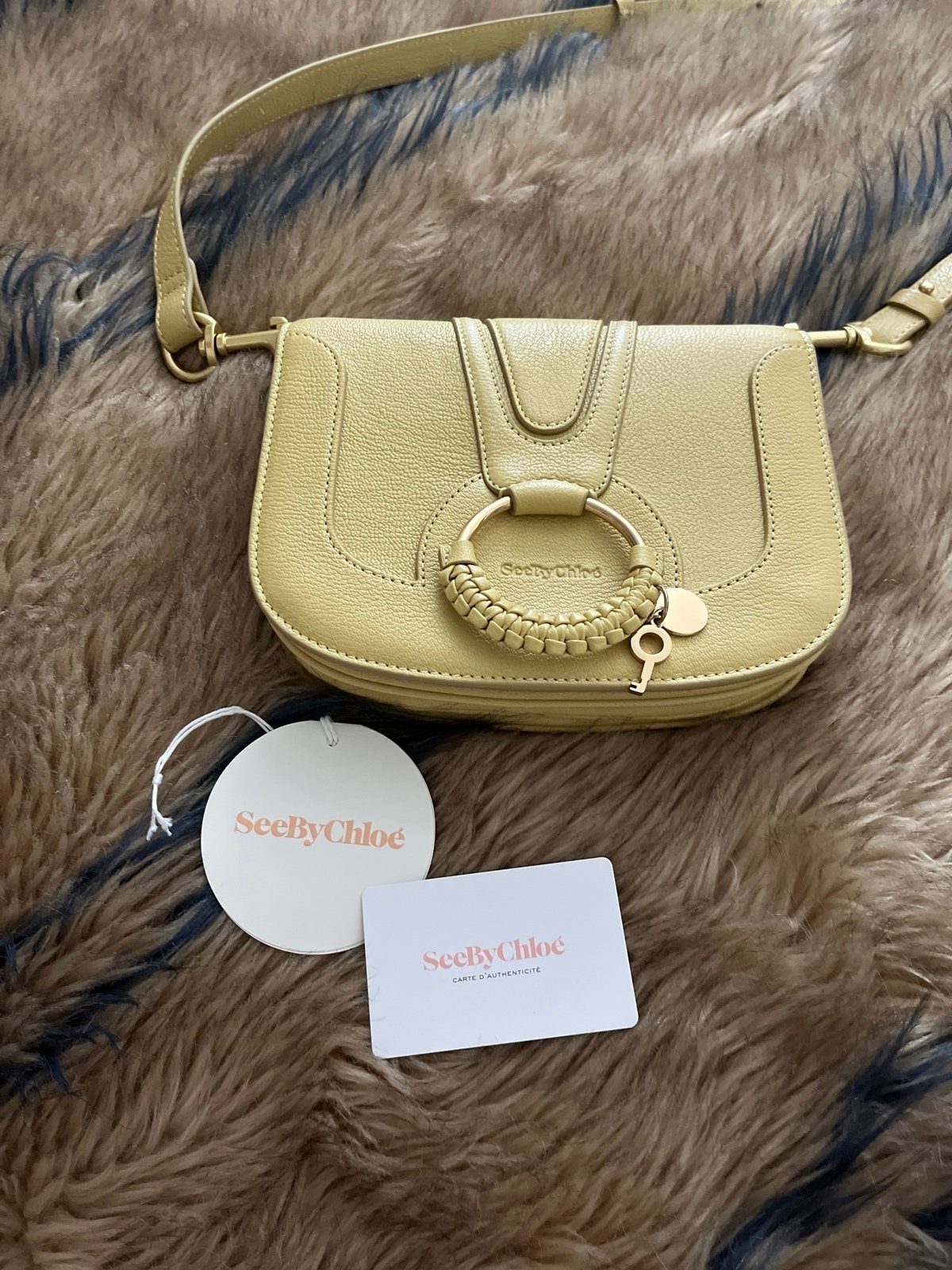 See by Chloé Hana Leather Gold Lock Charm Detail Crossbody Bag Russet Green