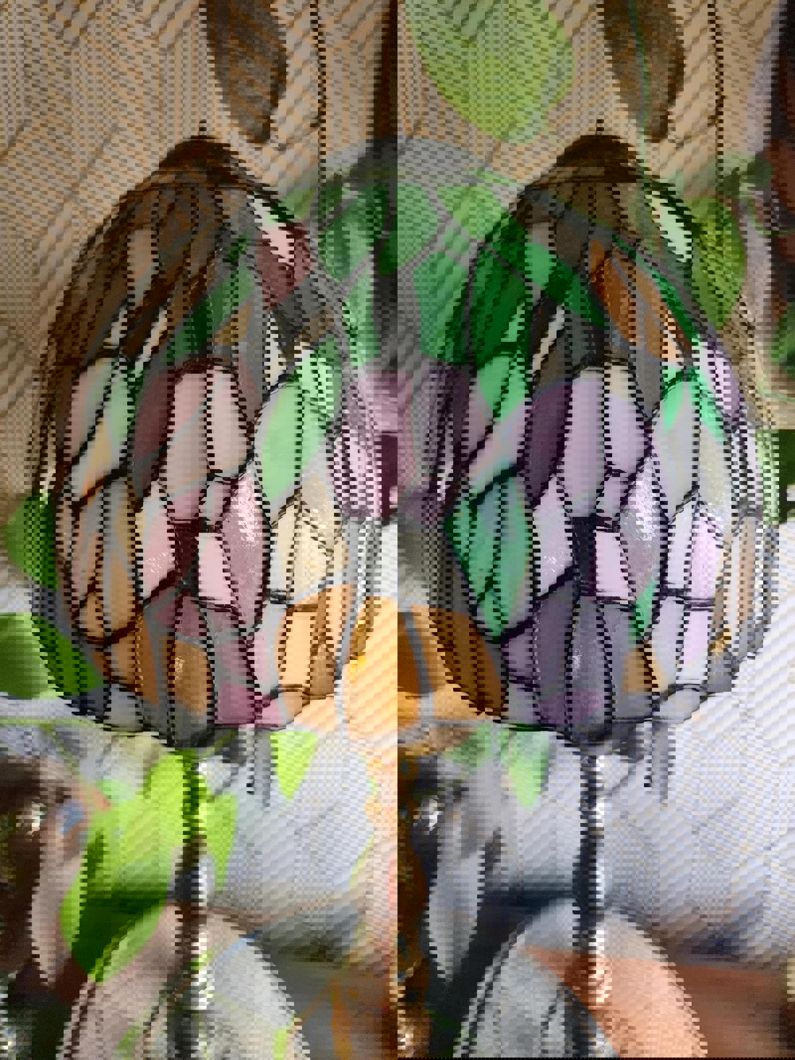 Vintage Leaded Slag Stained Glass Shade Lamp Table Hanging Torchiere Floral