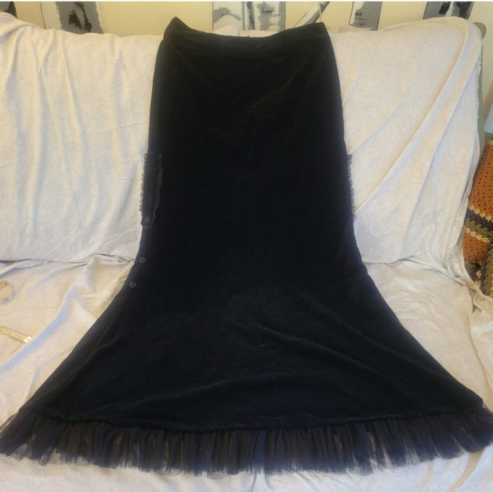 Vintage y2k Tripp velvet maxi skirt victorian romantic goth Large