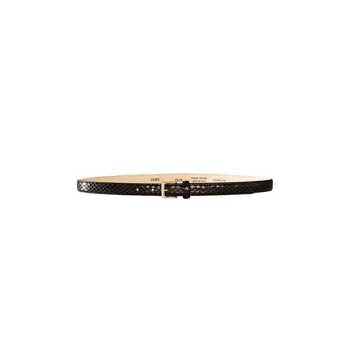 AUREUM Black Snake Embossed Belt in Black X-Small/Small Womens Leather