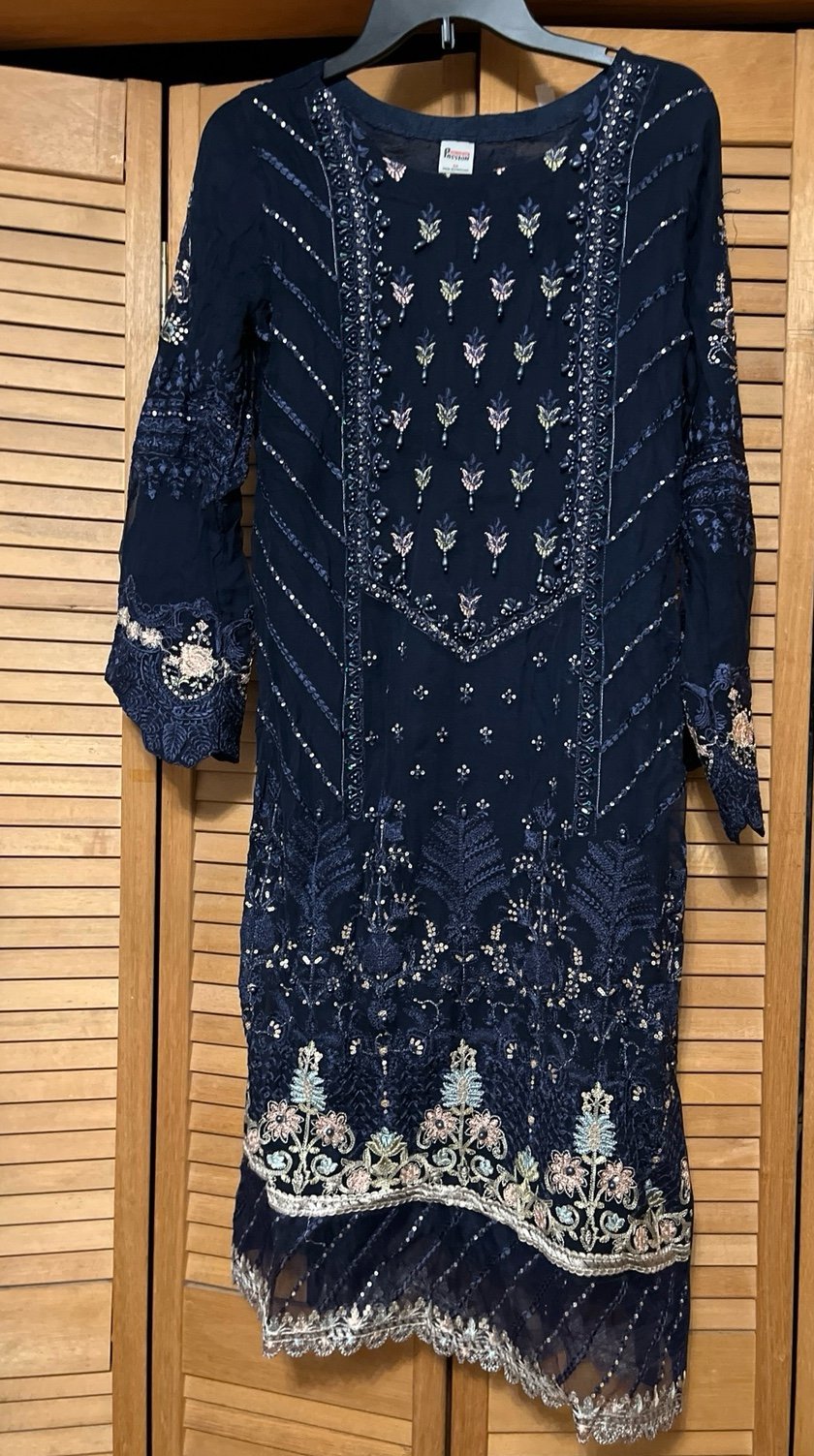 3 piece navy blue shalwar kameez