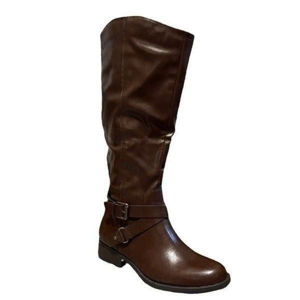 Style & Co Womens Marliee Riding Boots Faux Leather Brown Cognac 7M New