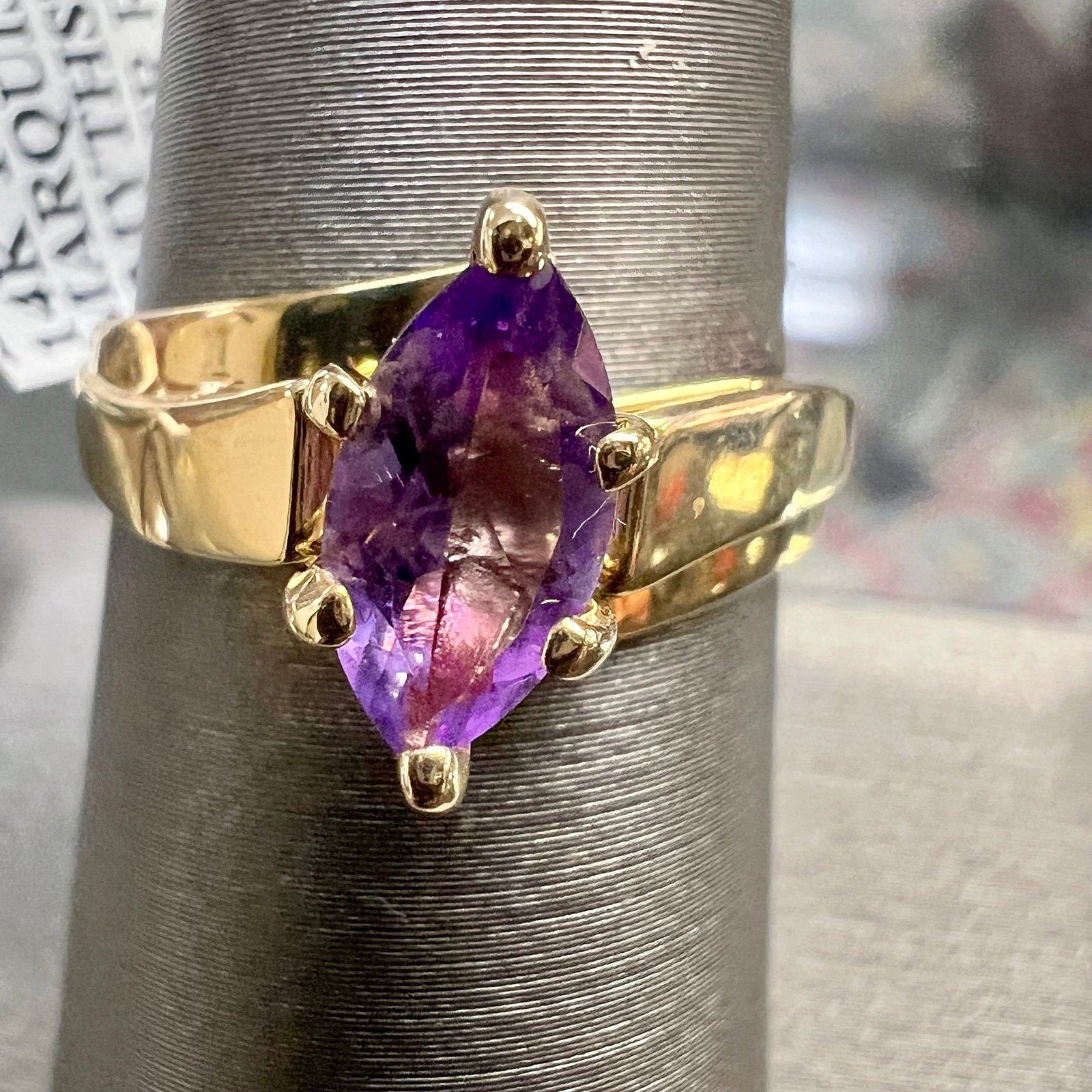 Vintage Marquise Cut Amethyst Solitaire Ring