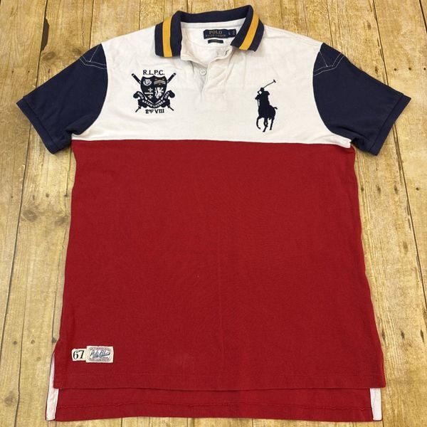 Polo Ralph Lauren 67 Big Pony Custom Fit Polo Shirt Crest Large Red White Blue
