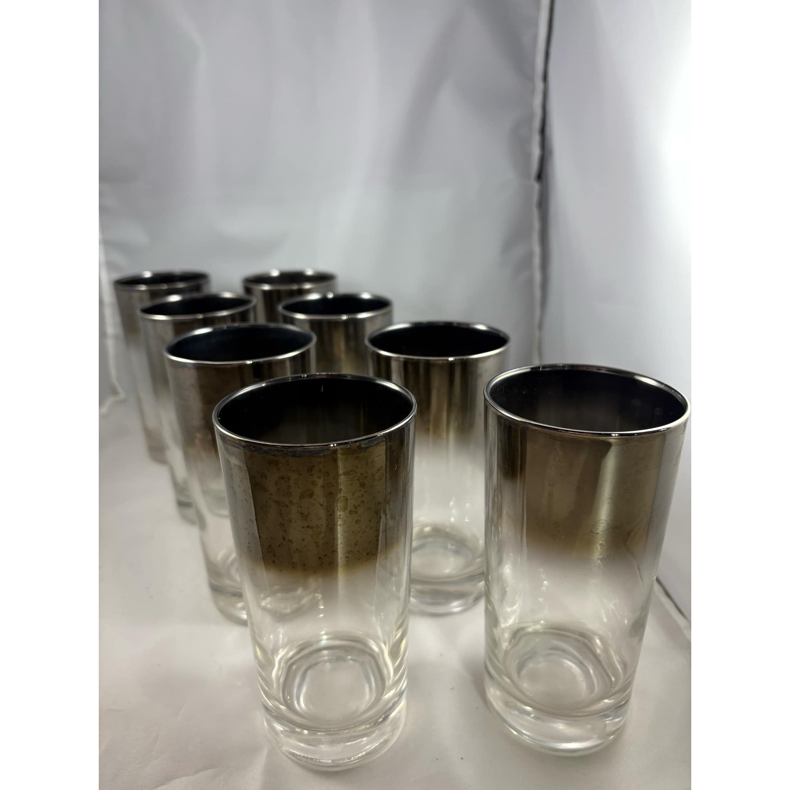 Vtg Dorothy Thorpe 12 OZ Silver Fade Highball Glass Tumbler Featured on Mad Men