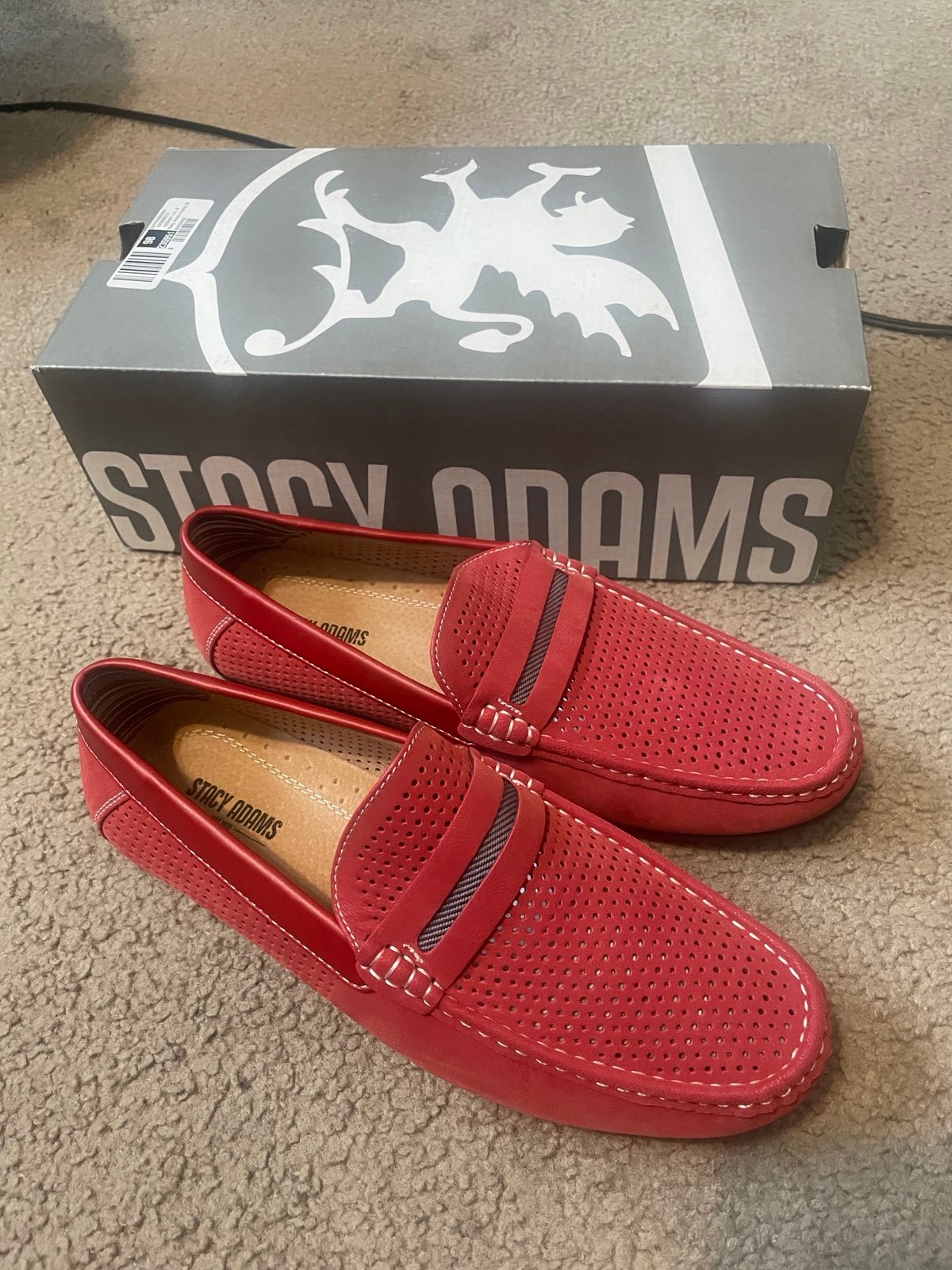Stacy Adams Corby Saddle Slip On Casual Dress Shoes Red Suede Leather Men Size 9