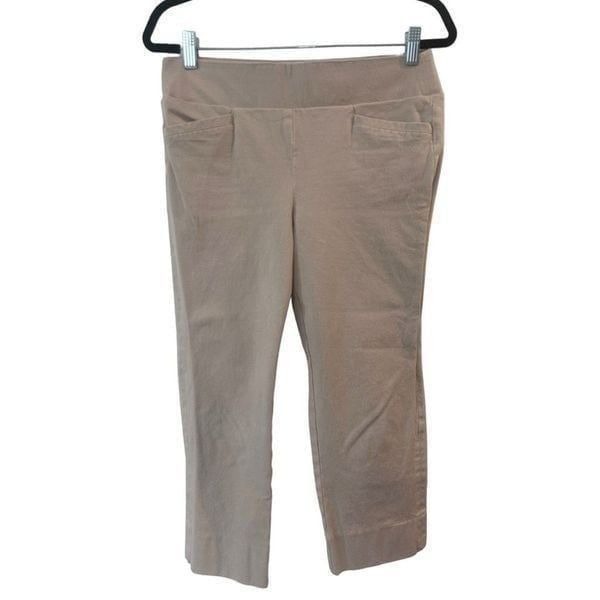 Soft Surroundings Tan Khaki Elastic Waist Pull On Pants Size PS Capris Cropped