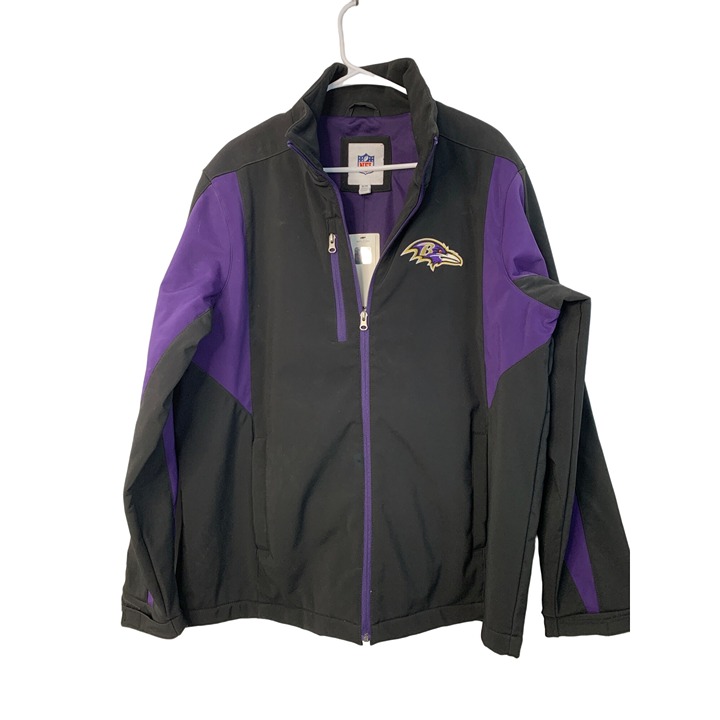 Baltimore Ravens Spelled Out NFL Jacket XL Black & Purple Polyester NWT 7226