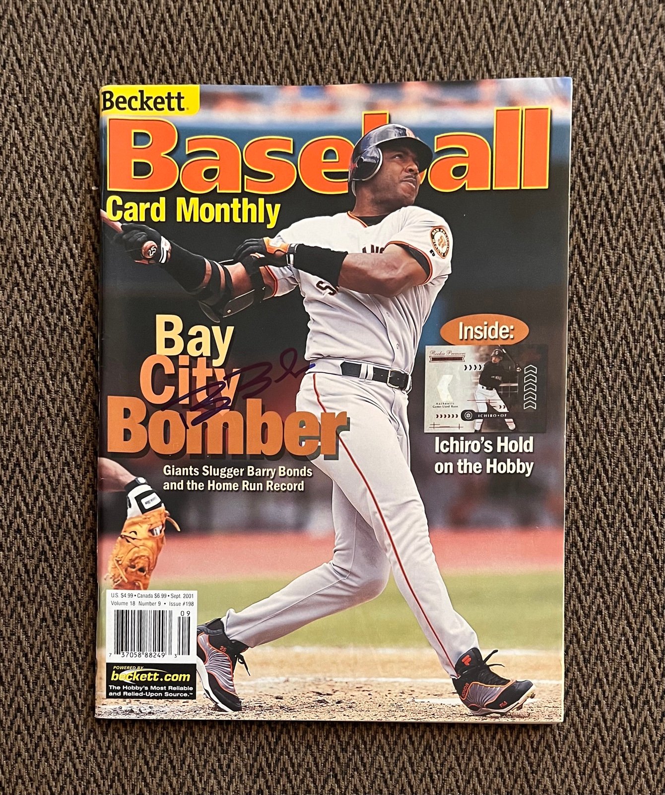 Barry Bonds autographed baseball Beckett monthly September 2001