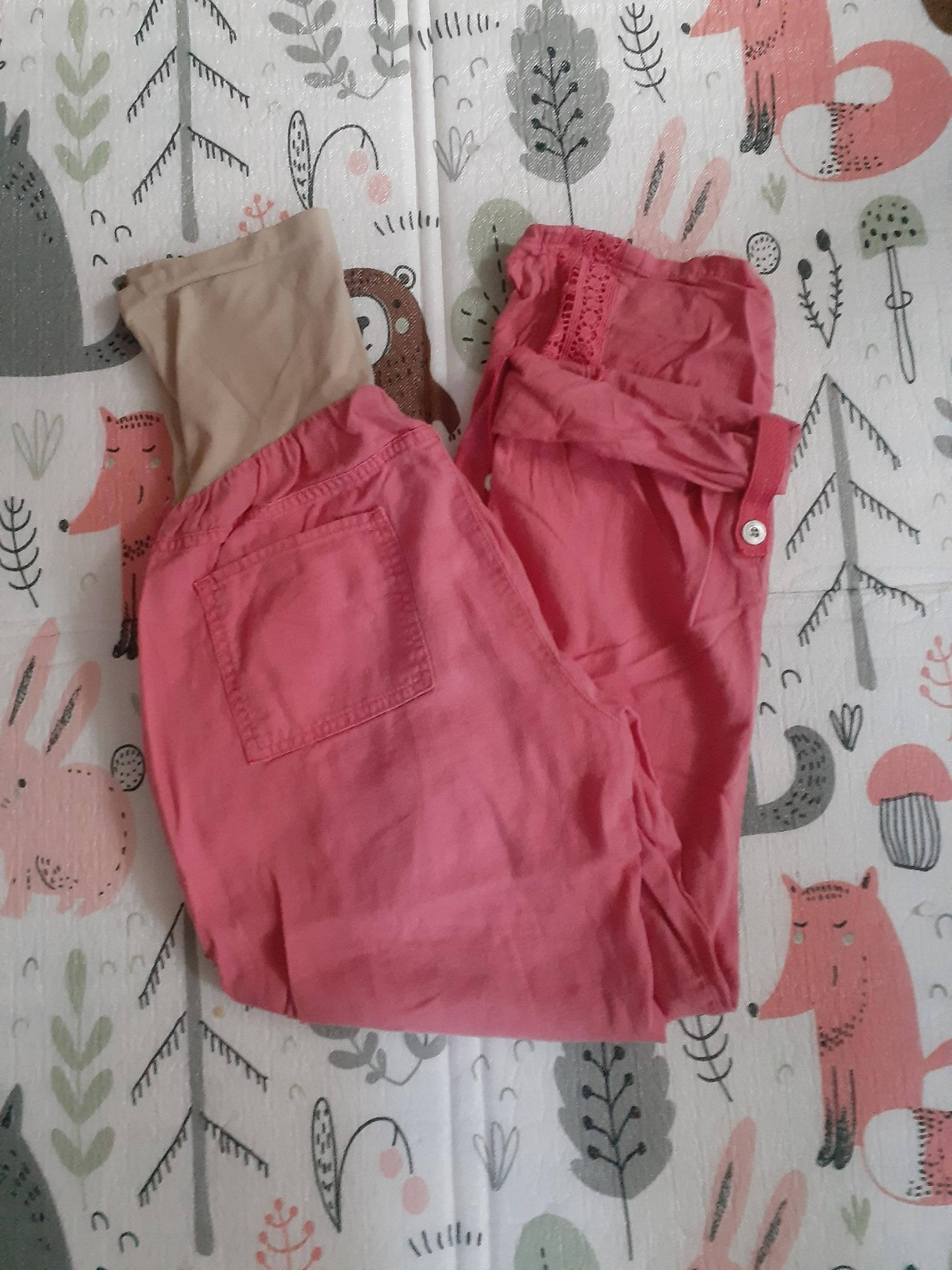 Motherhood Maternity - Women's Linen Coral Adjustable Maternity Pants - Size L