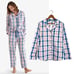 NEW The Company Store Plaid Poplin Women's Long Sleeve Button Down Pajama Top L