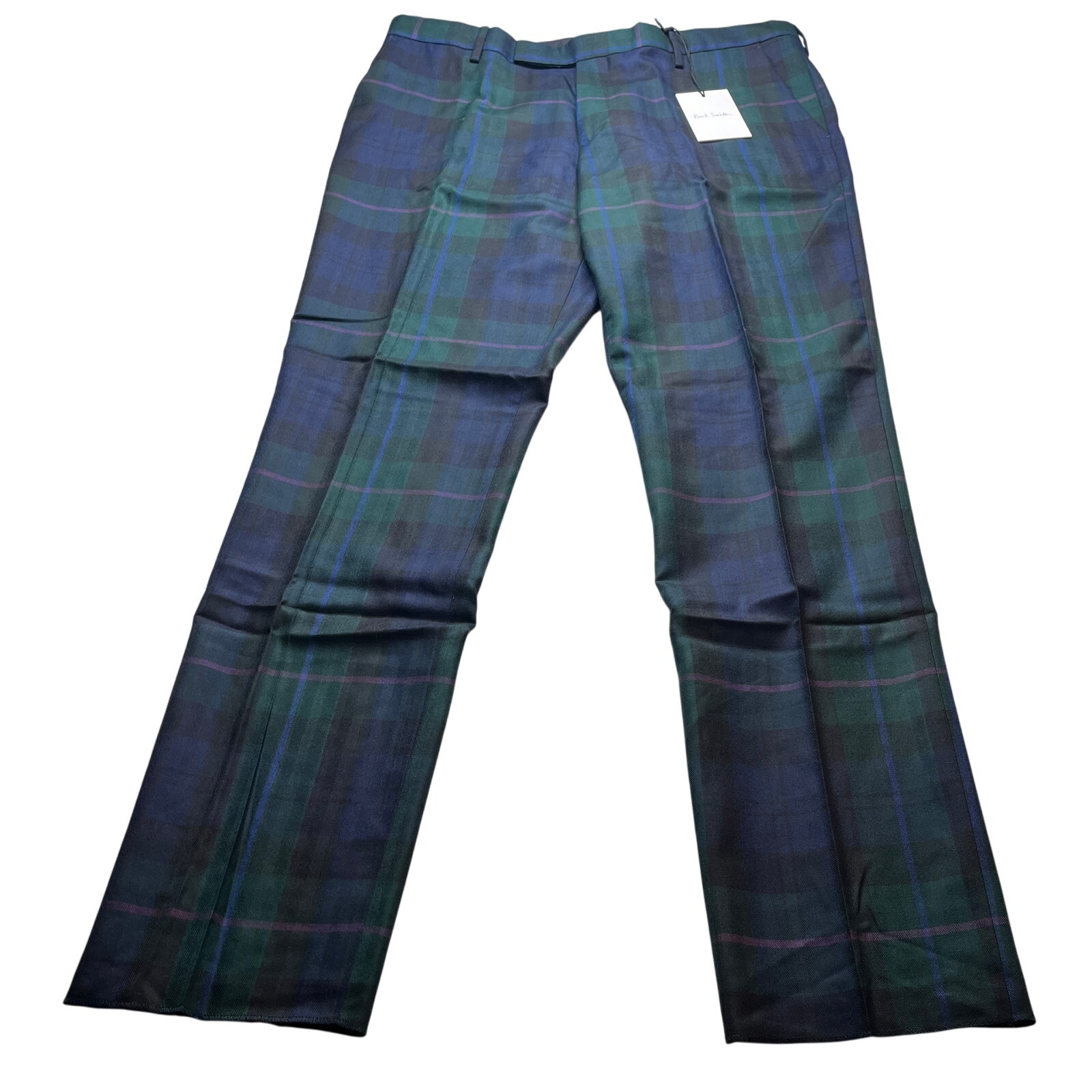 10-49 PAUL SMITH Gents Slim Fit Trouser Wool Silk Blue/Green Size 36