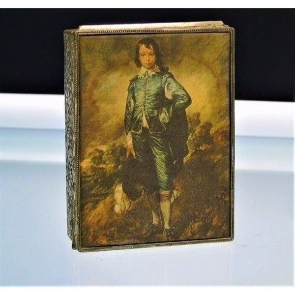 Blue Boy Silver Plate Box Mid Century Silkscreen Yamatogumi Y in Yacht Japan