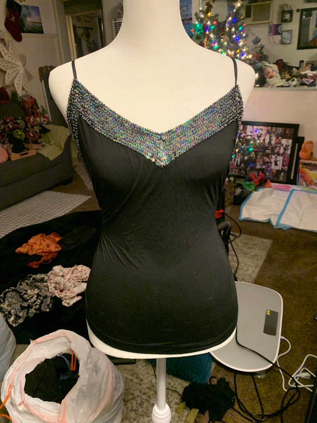 BCBG mcbling y2k beaded cami tank top