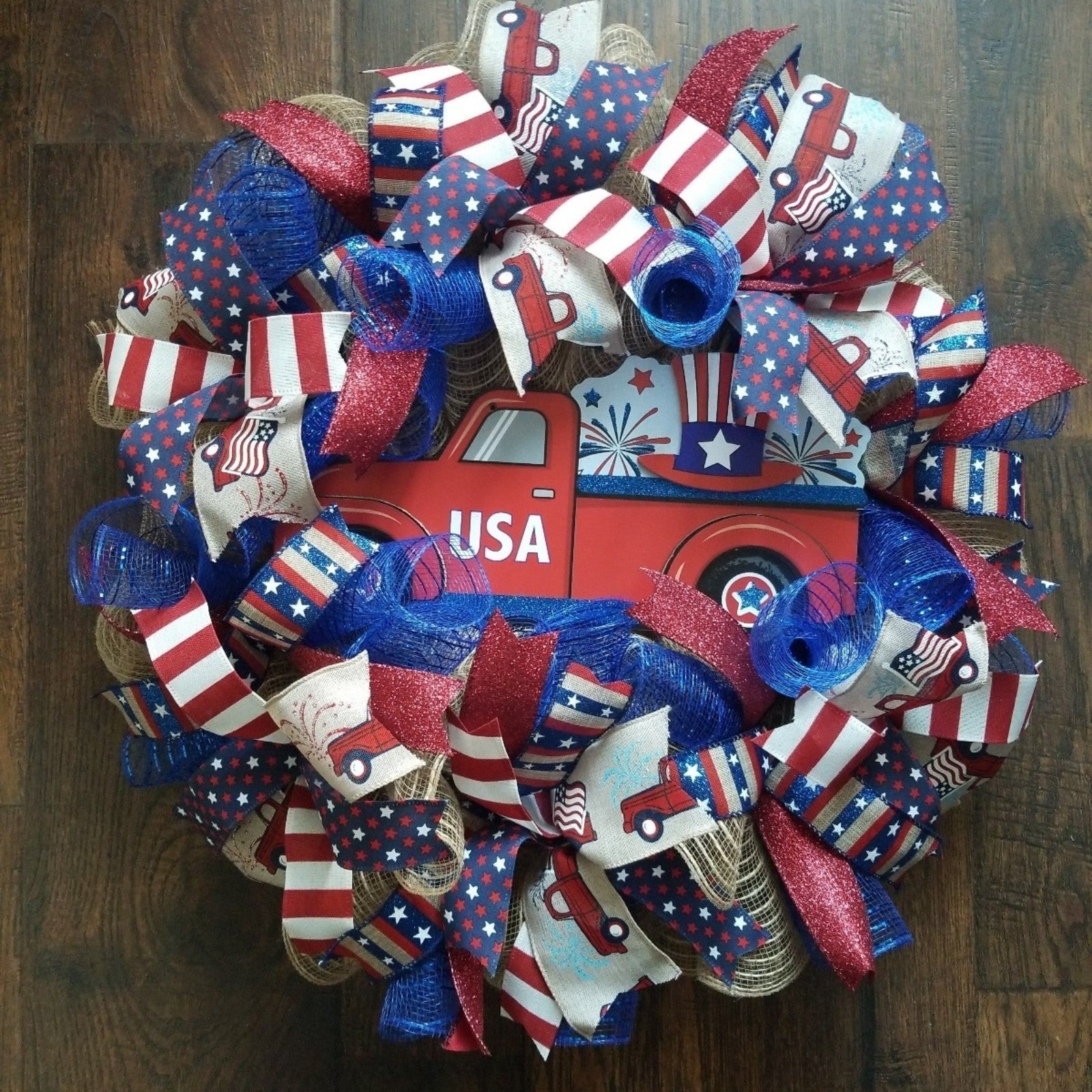 Fourth of July Farmhouse Truck Wreath