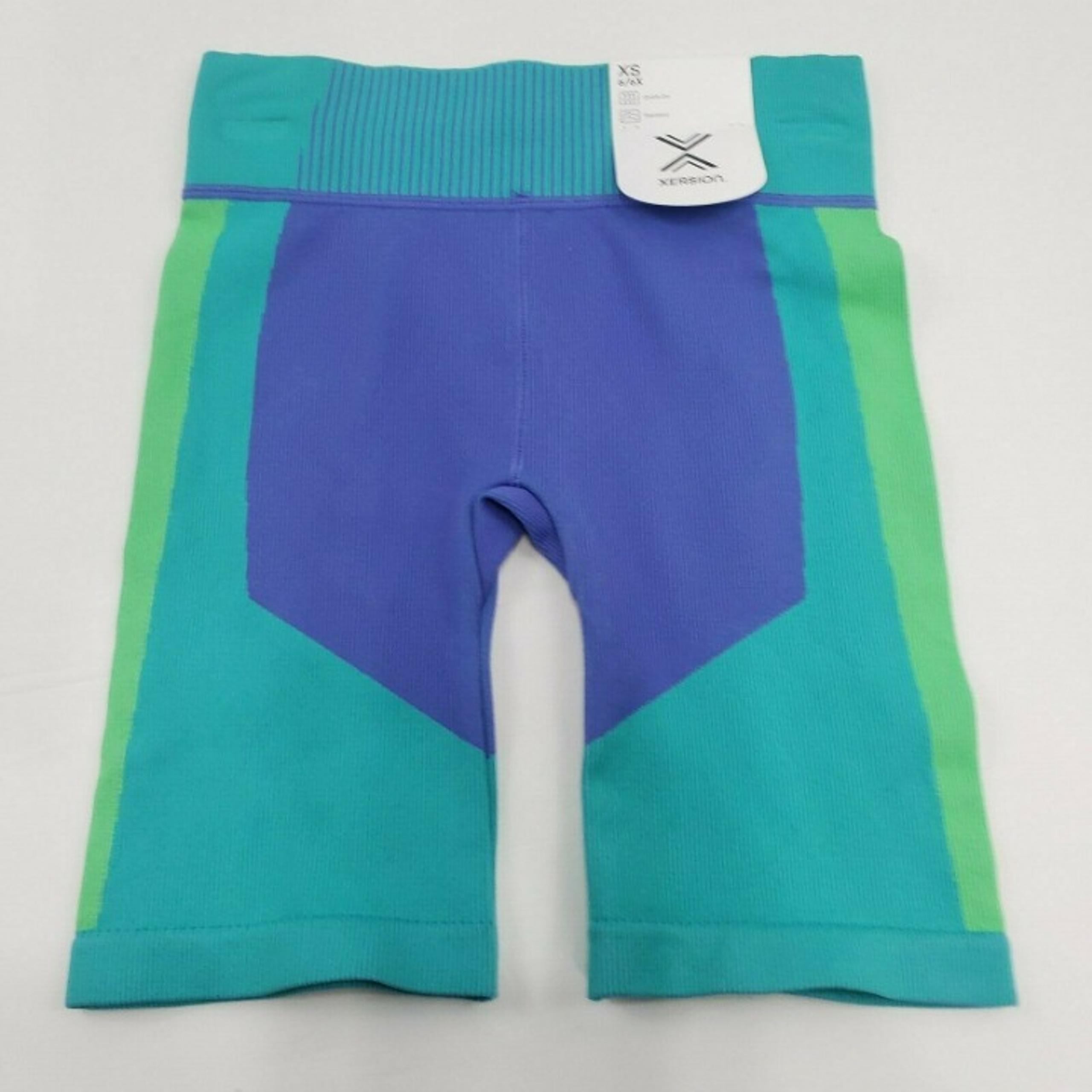 Girls Athletic Bottoms Purple Green Shorts Size 6/6X Quick-Dri Seamless - Xersion