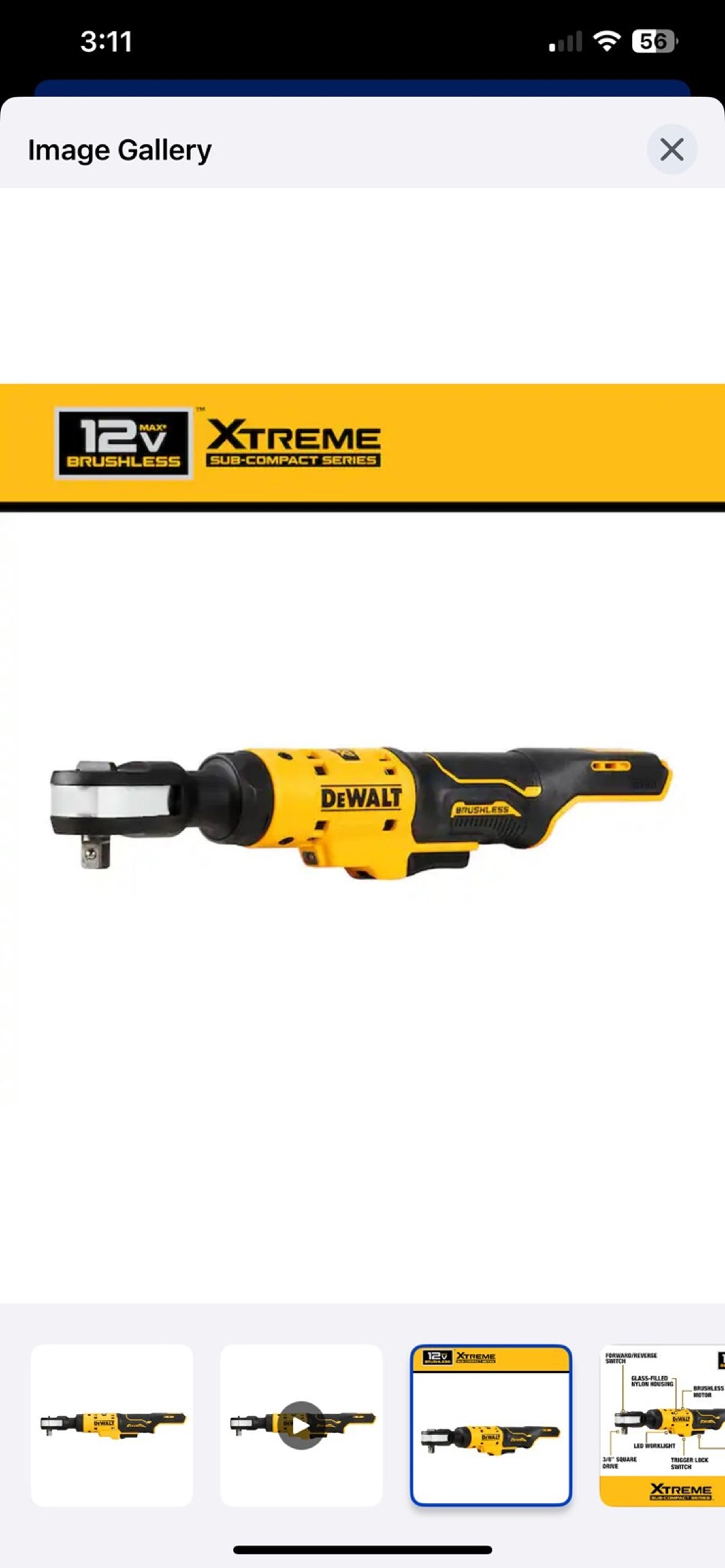 DEWALT XTREME 12-volt Max Variable Speed Brushless 3/8-in Drive Cordless Ratchet