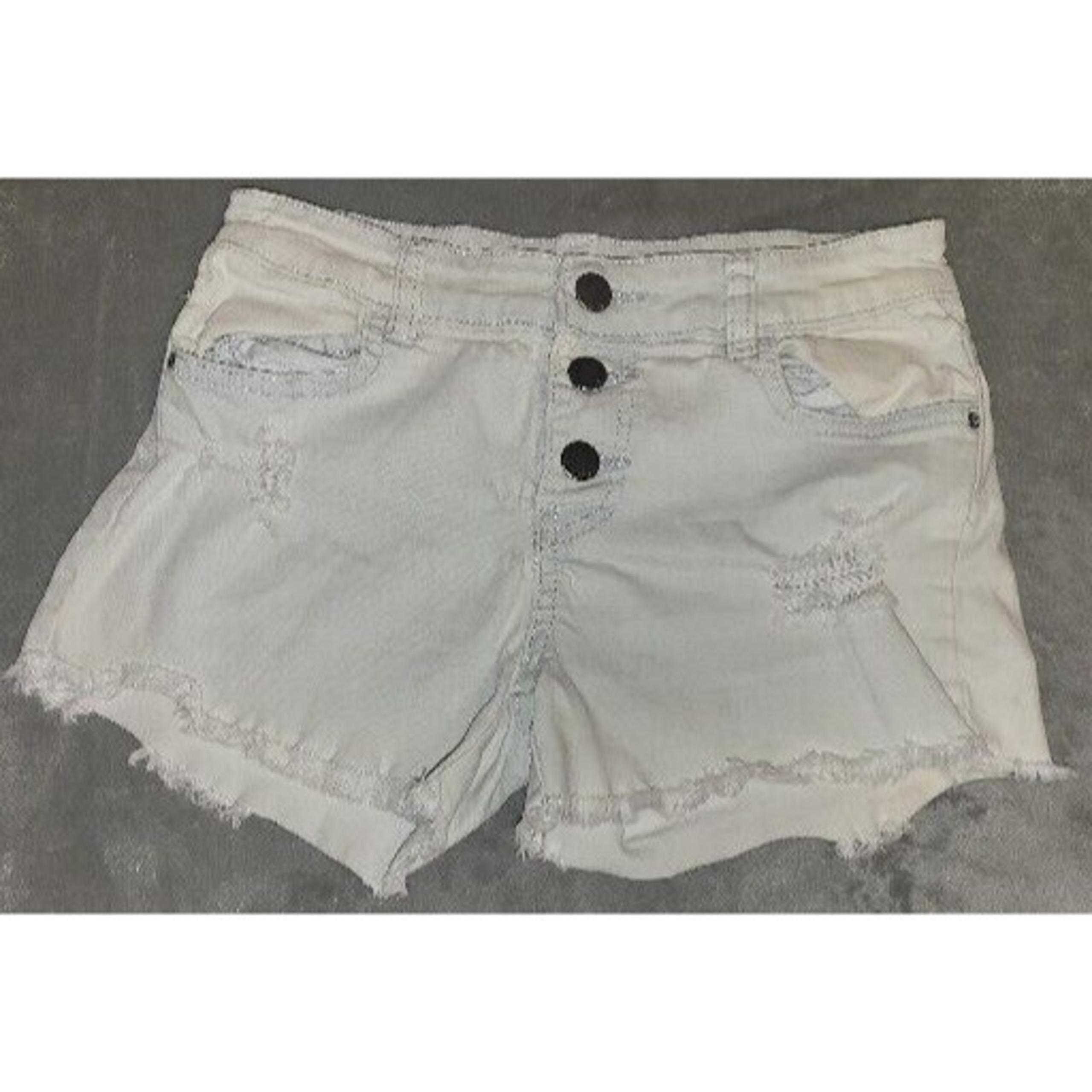 Billabong Cut Offs Shorts Womens 14 White Distressed 3 Button-Fly Denim Shorts!