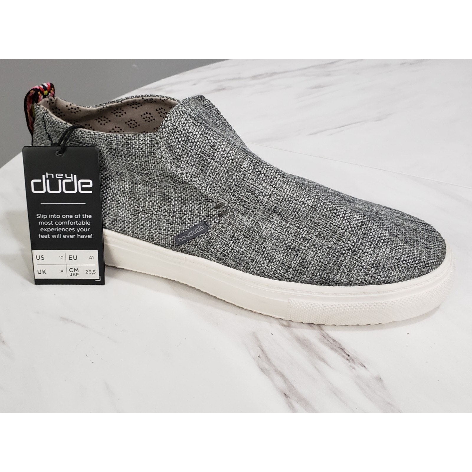 NEW WITH TAGS Hey Dude Peyton Linen Grey Black Size 10 Women's Casual Shoes