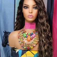 Water wave dark brown h.d lace front wig with balayage blonde ash highlights