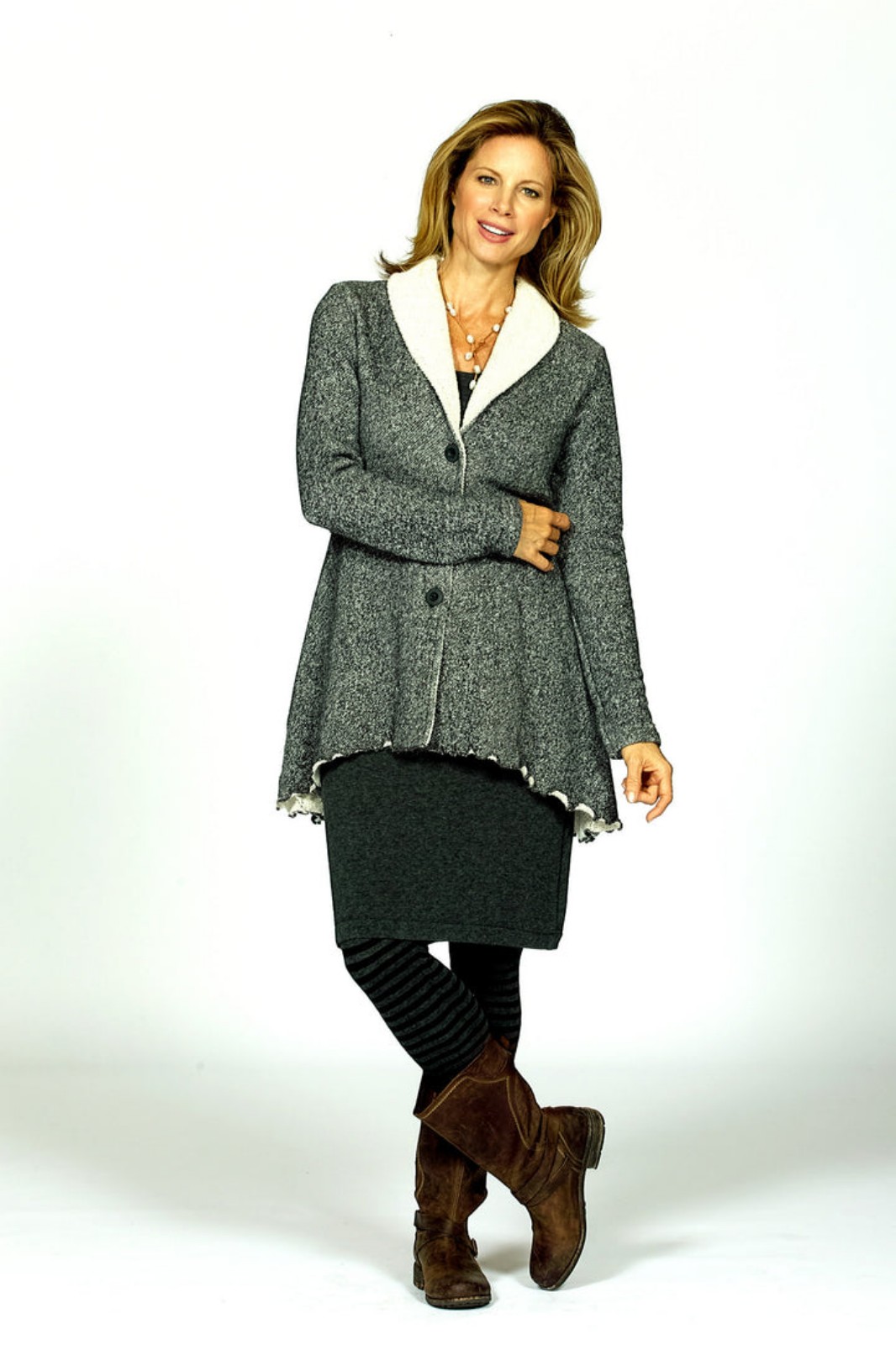 Goddess Gear Woman's Swing Jacket XL Cotton Terry Knit Shawl Collar Sweater Coat