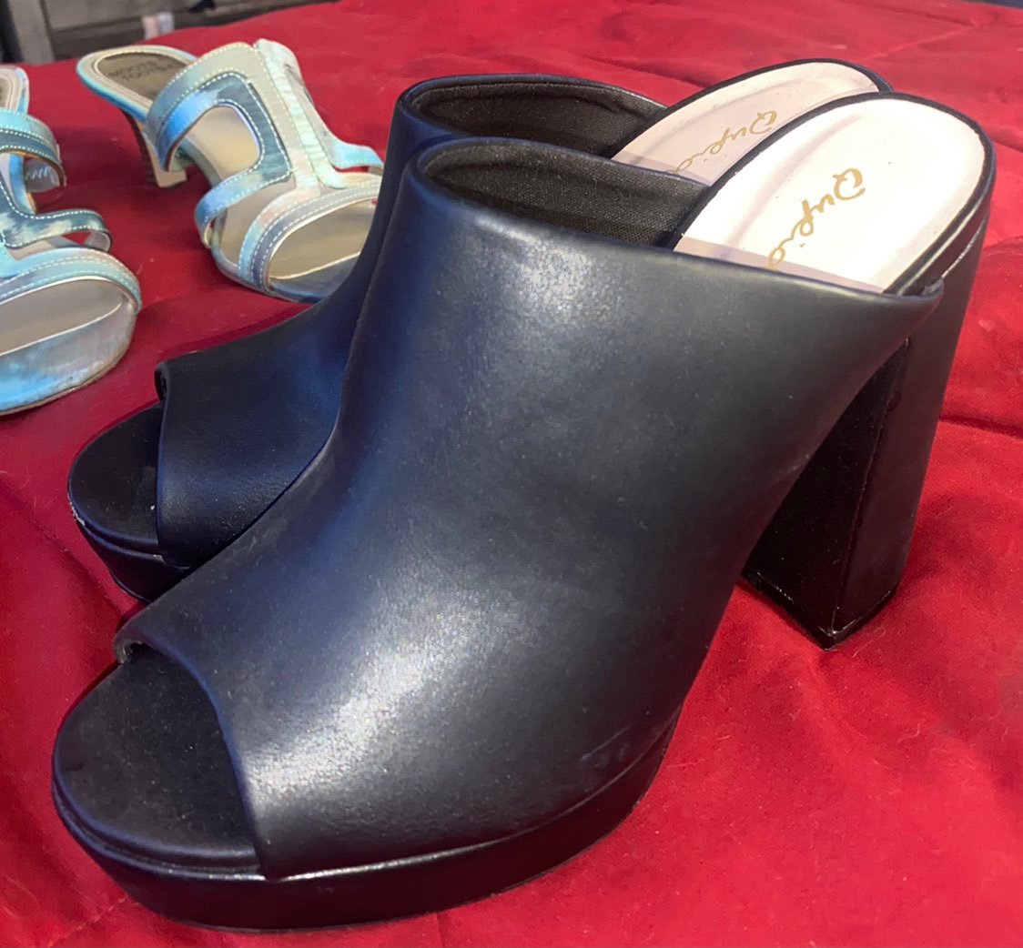 Black Chunky Platform Heels