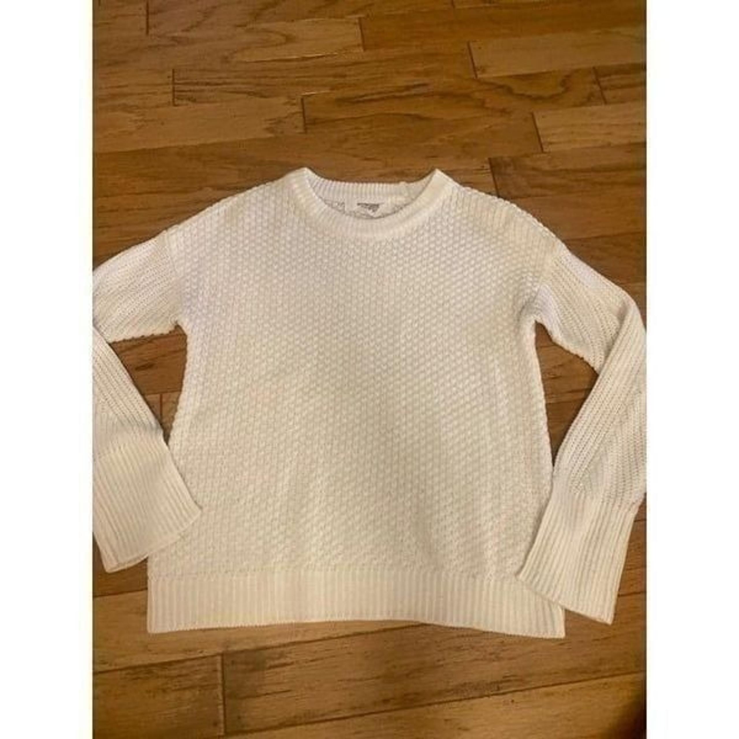 Workshop Republic Clothing Womens Textured crochet pullover White Sweater Size S