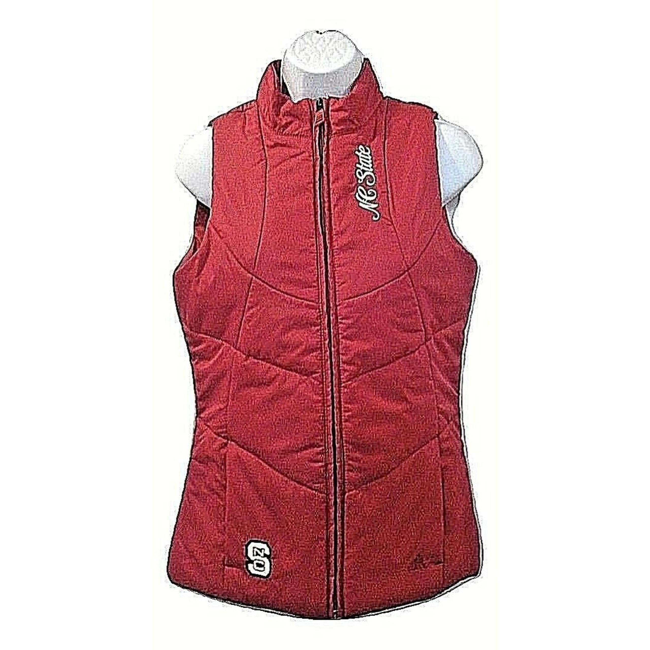 Adidas NC State Wolfpack Red Womens Puffer Vest Full Zip Embroidered Size S