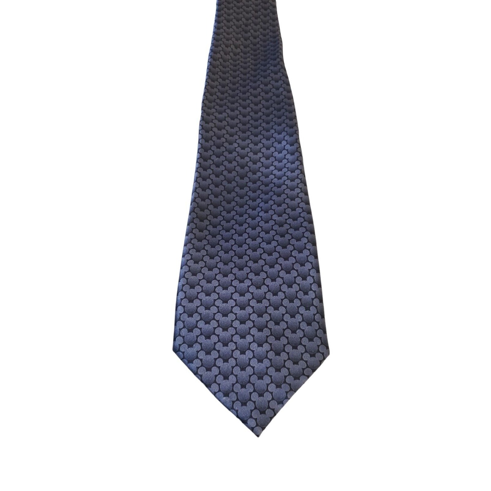 Disney Parks DISNEYLAND Resorts MICKEY MOUSE Print 100% Silk Necktie Navy Blue