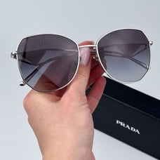 Prada Women BRAND NEW Sunglasses Silver Grey Gradient Geometric PR57YS 1BC5D1