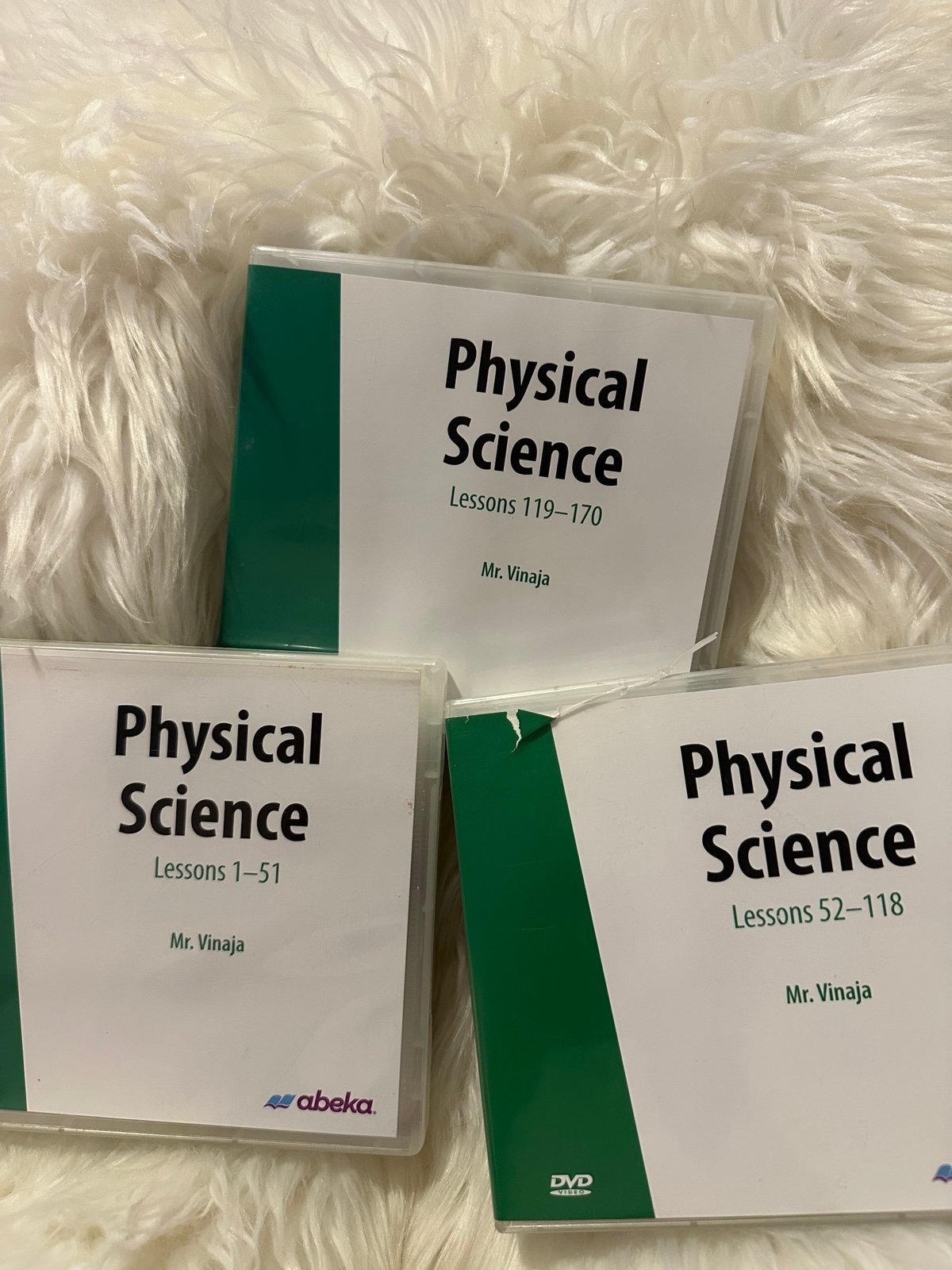 Abeka Physical Science 1-51, 52-118, 119-170 DVD Set read description