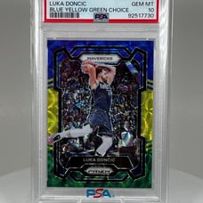 2022-23 Panini Prizm Blue Yellow Green Choice Prizm Luka Doncic #110 - PSA 10