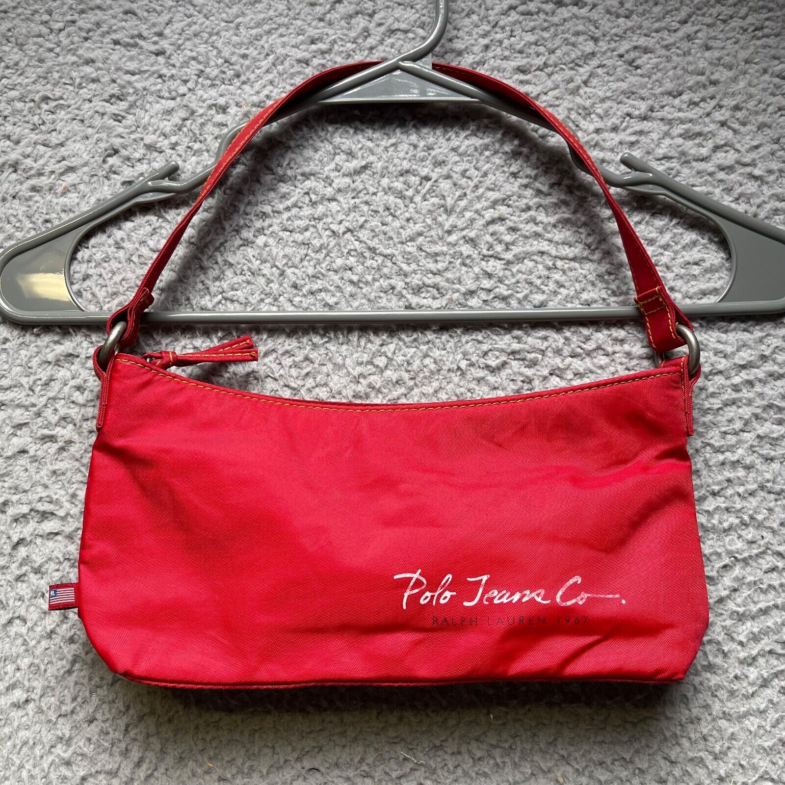 Vintage Polo Jeans Ralph Lauren Red Purse Small Bag Zipper Satchel Top Handle