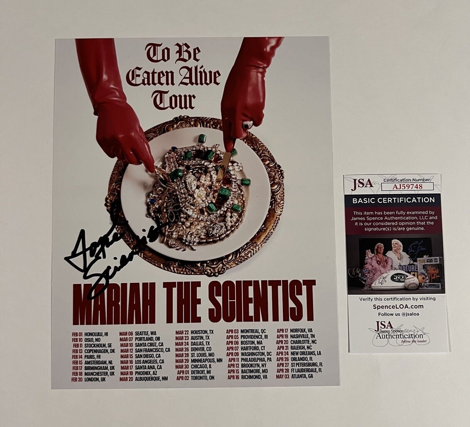 MARIAH THE SCIENTIST SIGNED “TO BE EATEN ALIVE” TOUR 8x10 PHOTO JSA COA