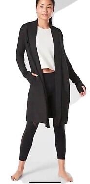 Athleta soft stretch fleece lining canopy wrap cardigan