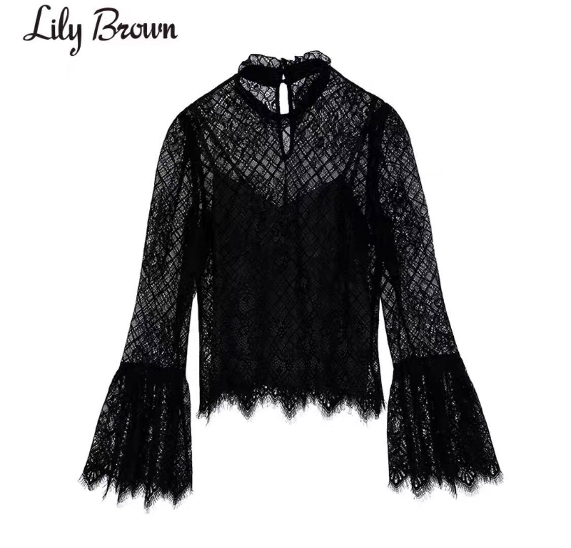 Lily Brown Lace Blouse (Snidel)
