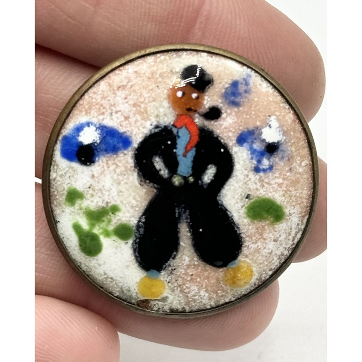 Estate Joop Schilt Modern Artist Holland man with pipe pin brooch RARE