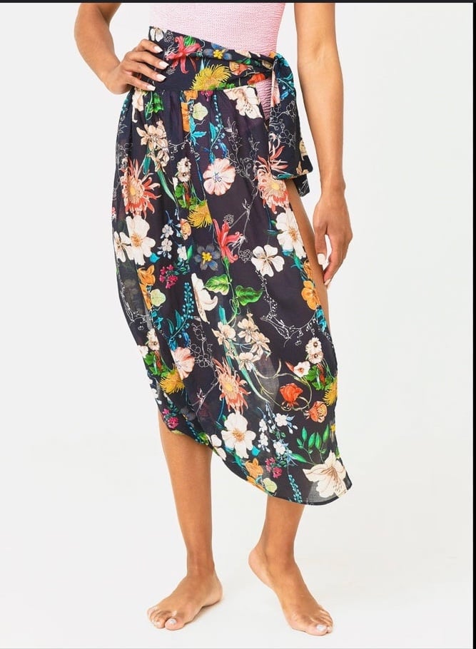 Evi Grintela The Shirt Dress floral skirt swim cover XS