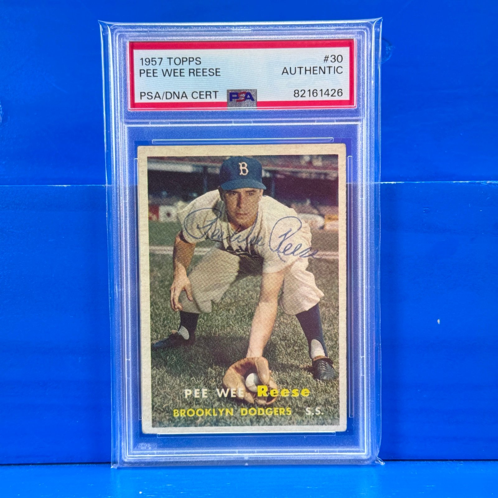 PEE WEE REESE Autograph Vintage 1957 Topps #30 PSA Auto Certified Dodgers HOF