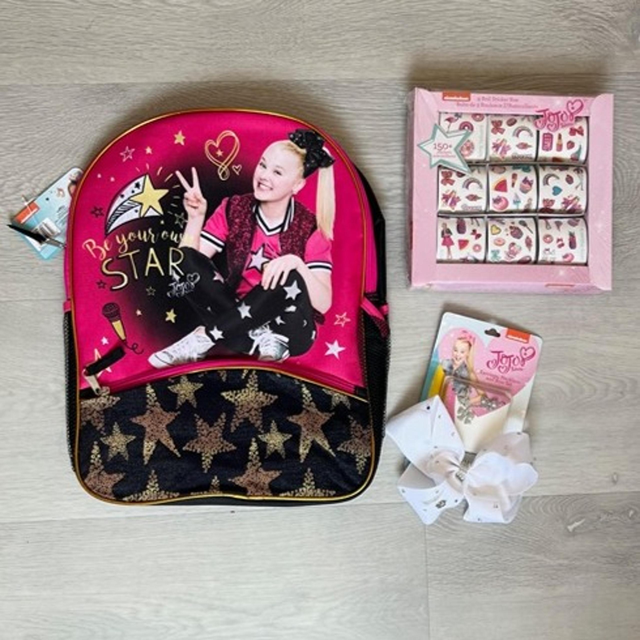 NEW Jojo Siwa school backpack bundle with stickers, necklace and bow